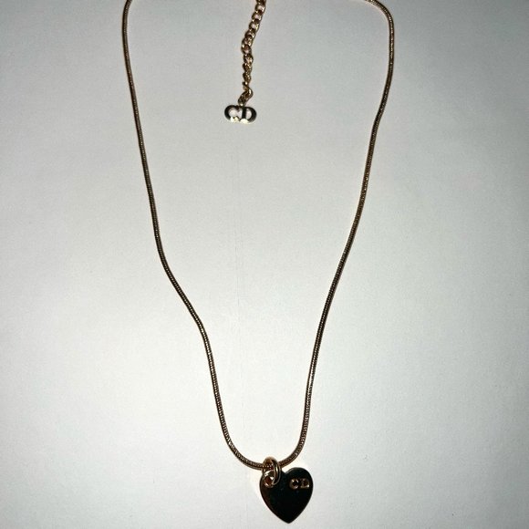 Dior Christian Dior Gold Tone Heart Dangle CD Pendant Necklace - Picture 2 of 5